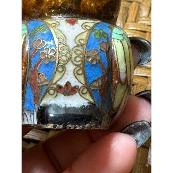 Vintage Cloisonné Enamel Owl Figurine Handcrafted Decorative Collectible - Picture 6 of 9